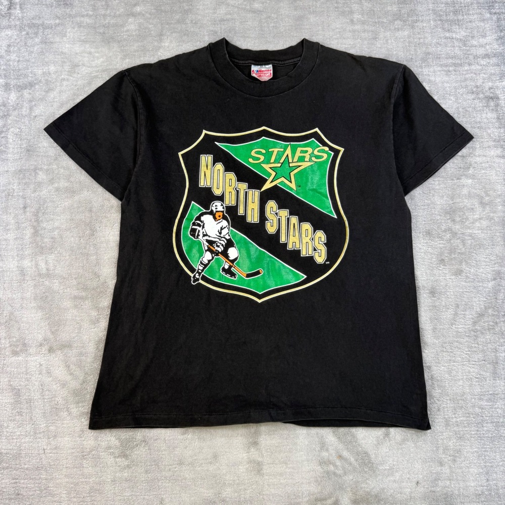 Minnesota North Stars Shirt Men Large Black Vintage 90s NHL Hockey Single Stitch